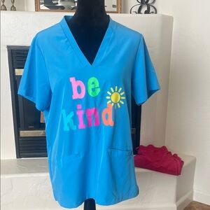 Blue 'Be Kind' Graphic Scrub Top